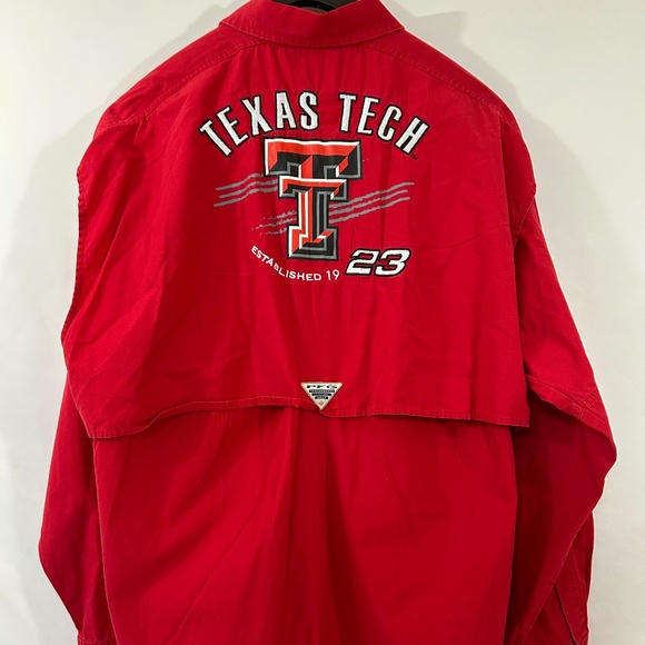 Columbia PFG Texas Tech Red Raiders NCAA Super Cotton L/S Sz XL Fishing Shirt - Picture 1 of 12
